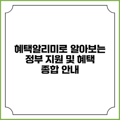 혜택알리미로 알아보는 정부 지원 및 혜택 종합 안내