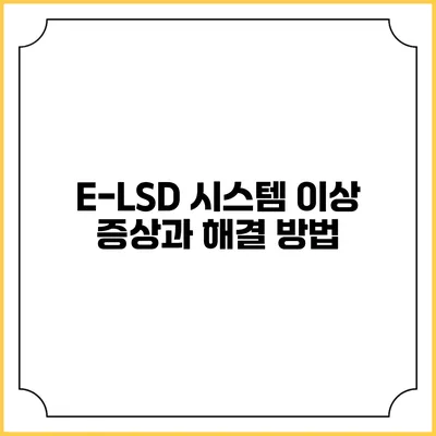 E-LSD 시스템 이상 증상과 해결 방법