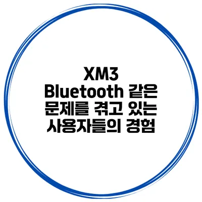 XM3 Bluetooth 같은 문제를 겪고 있는 사용자들의 경험
