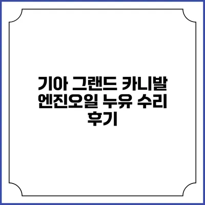 기아 그랜드 카니발 엔진오일 누유 수리 후기