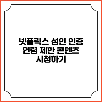 넷플릭스 성인 인증 연령 제한 콘텐츠 시청하기