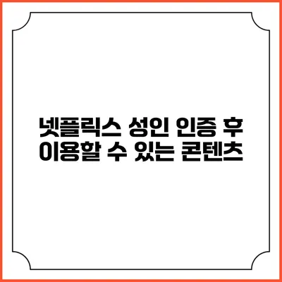 넷플릭스 성인 인증 후 이용할 수 있는 콘텐츠