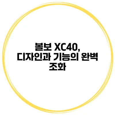 볼보 XC40, 디자인과 기능의 완벽 조화