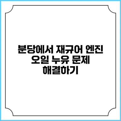 분당에서 재규어 엔진 오일 누유 문제 해결하기