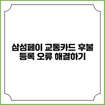 삼성페이 교통카드 후불 등록 오류 해결하기