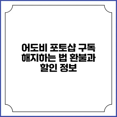 어도비 포토샵 구독 해지하는 법 환불과 할인 정보