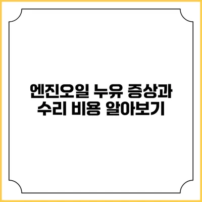 엔진오일 누유 증상과 수리 비용 알아보기