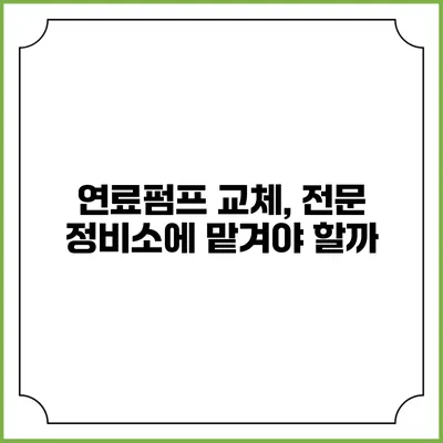 연료펌프 교체, 전문 정비소에 맡겨야 할까?