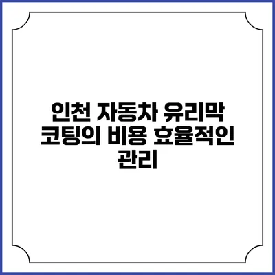 인천 자동차 유리막 코팅의 비용 효율적인 관리