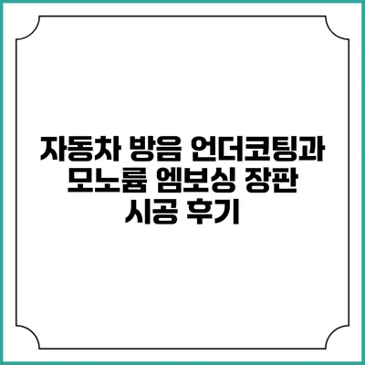 자동차 방음 언더코팅과 모노륨 엠보싱 장판 시공 후기