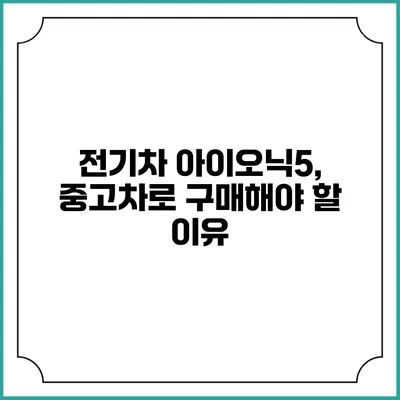 전기차 아이오닉5, 중고차로 구매해야 할 이유