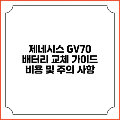 제네시스 GV70 배터리 교체 가이드 비용 및 주의 사항