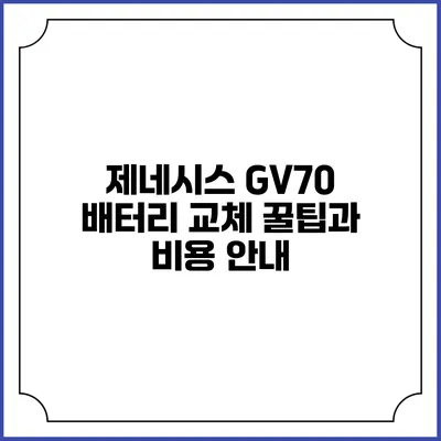 제네시스 GV70 배터리 교체 꿀팁과 비용 안내
