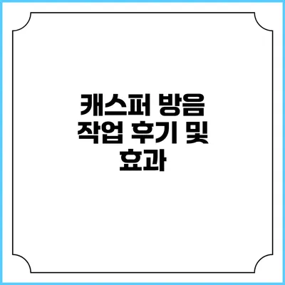 캐스퍼 방음 작업 후기 및 효과