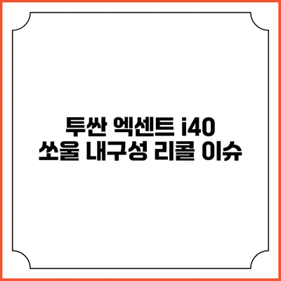 투싼 엑센트 i40 쏘울 내구성 리콜 이슈