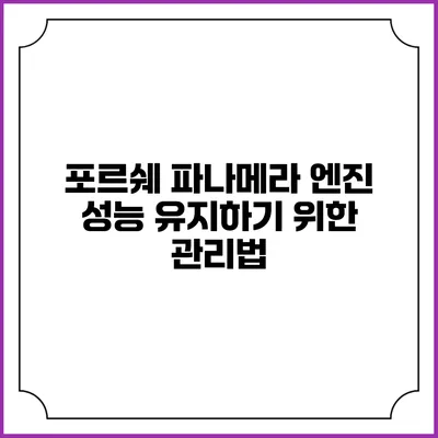 포르쉐 파나메라 엔진 성능 유지하기 위한 관리법