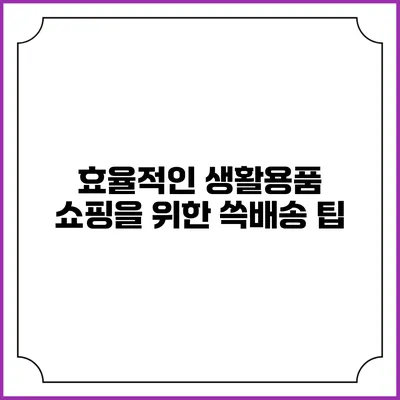 효율적인 생활용품 쇼핑을 위한 쓱배송 팁